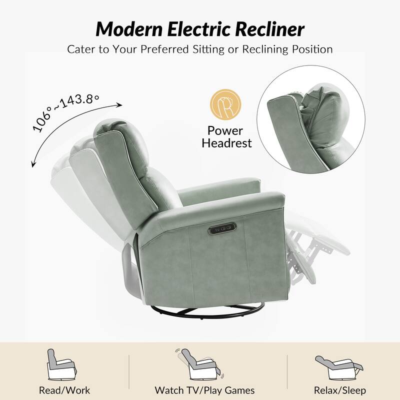 Tobias Traditional Swivel And Rocker Power Recliner by HULALA HOME