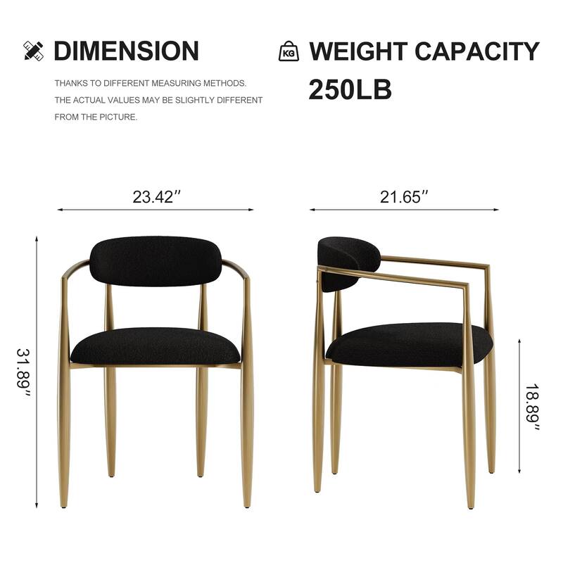Modern Fabric Upholstered Back Armchair Dining Chair (Set of 2)