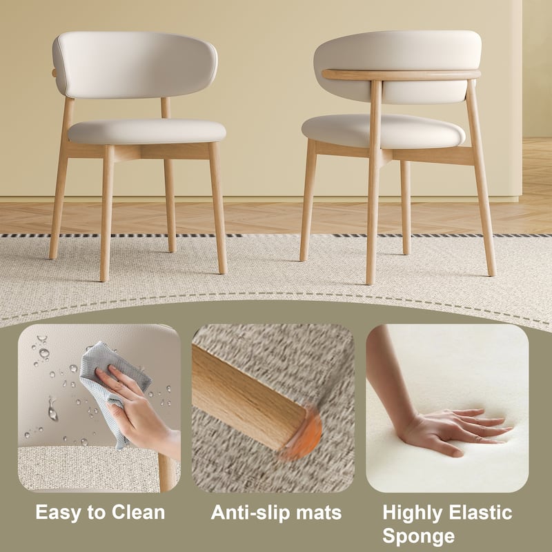 Mid-Century Modern wood feet Dining Chair (Set of 2) - Stylish Wooden Chairs for Dining Room, Kitchen, or Living Room