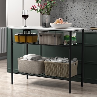 Rustic Farmhouse Kitchen Island Prep Table, Kitchen Storage Rack with ...