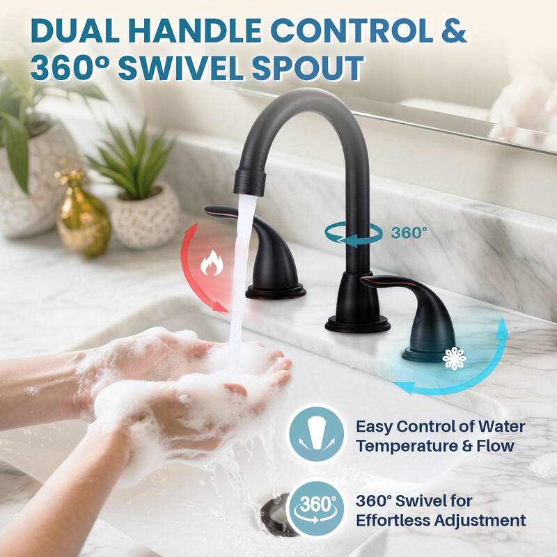 WOWOW 8 in. Widespread Double Handle Bathroom Faucet