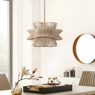 Acroma 1-light Farmhouse Coastal Woven Chandelier for Dining Room with UL Certified