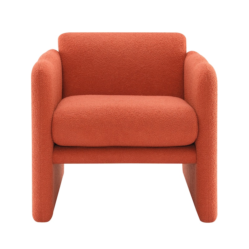 Orange 28.25" Arm Chair with Waved Arms and Metal Decoration