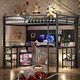 preview thumbnail 1 of 13, Full XL Metal Loft Bed with Desk and Shelves, Black