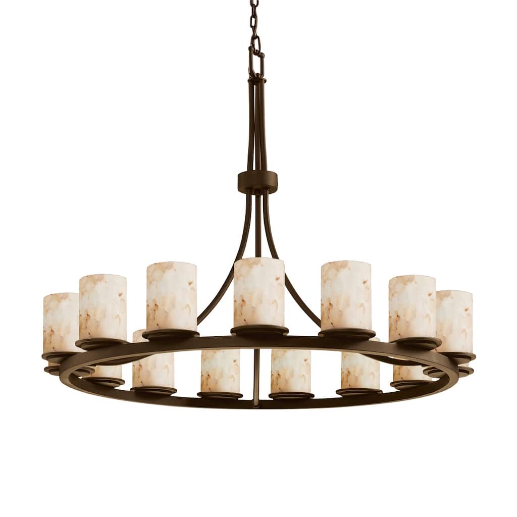 Justice Design Alabaster Rocks! - Dakota 15-Light 1-Tier Ring Chandelier - Dark Bronze