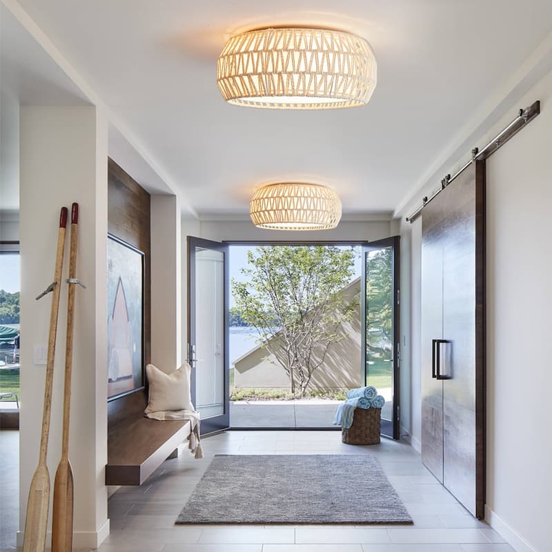 MLiAN 15.7" 3-Light Indoor Rope Flush Mount Ceiling Light