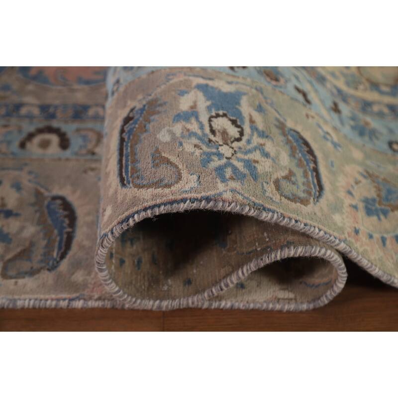 Hand Knotted Oriental 100% Wool Carpet Traditional Floral Pink Mashad Area Rug - 11' 6'' X 8' 9''