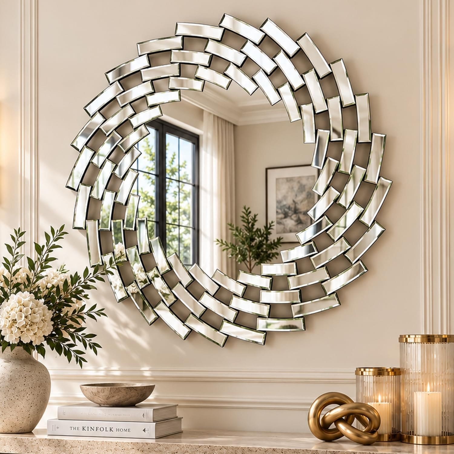 Sunburst Shape Wall Mirror Round Accent Mirror