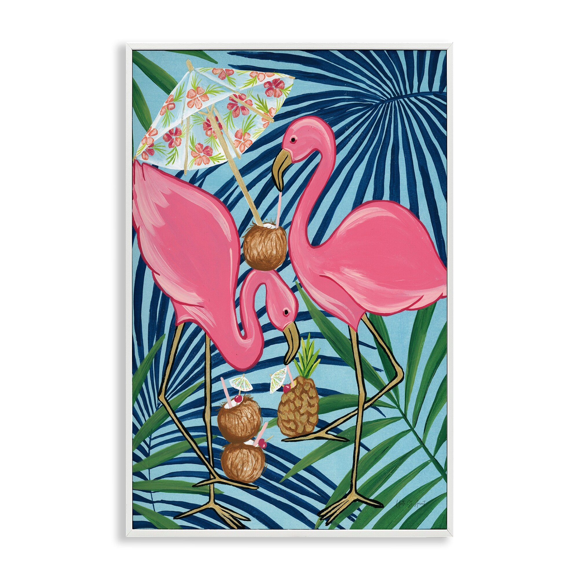 Stupell Flamingo Happy Hour Framed Giclee Art Design By Yvette St. Amant