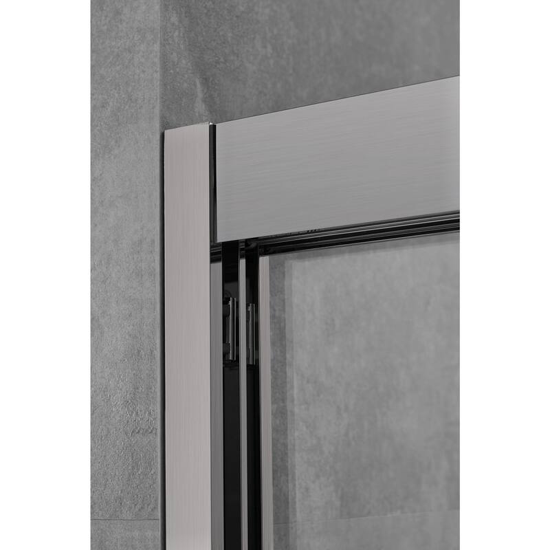 Frederick 59 in. W x 58 in. H Sliding Semi-Frameless Shower Door in Brushed Nickel with Frosted Glass - 60 x 58 - 60 x 58