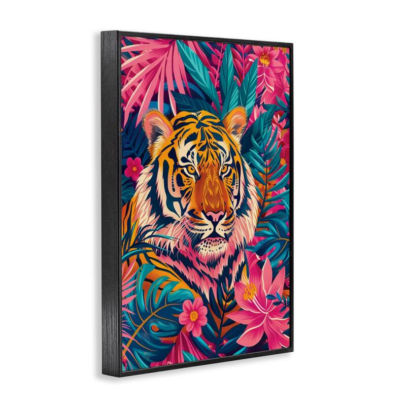 Stupell Tropical Tiger Among Leaves Framed Giclee Art Design By LSR Design Studio