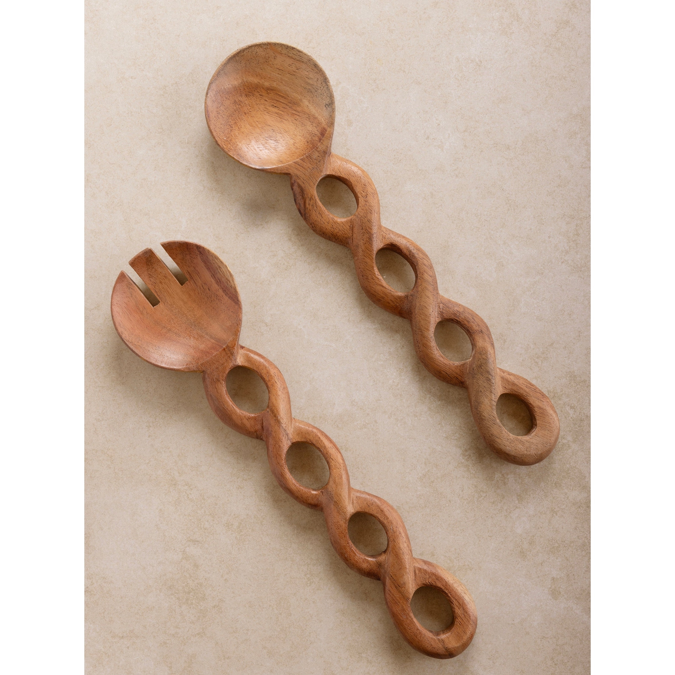 Valencia Sculptural Wood Salad Servers - Set of 2