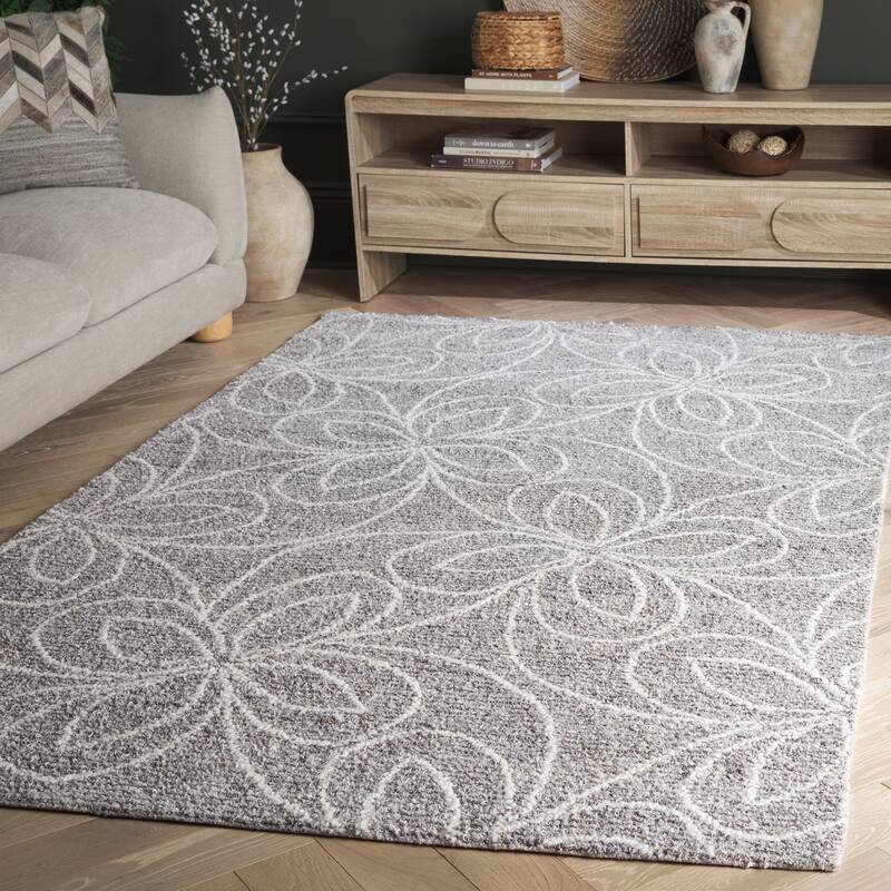 SAFAVIEH Handmade Ebony Edonjeta Wool Rug - Grey/Ivory - 6' Square
