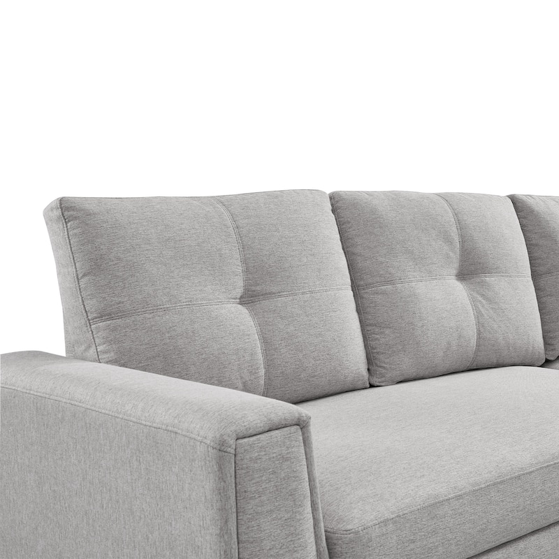 Tufted Sectional Chaise Sofa Sleeper with Storage
