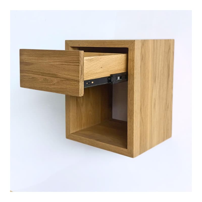 Set of 2 Floating Wooden Nightstands with Drawer, Bedroom Side