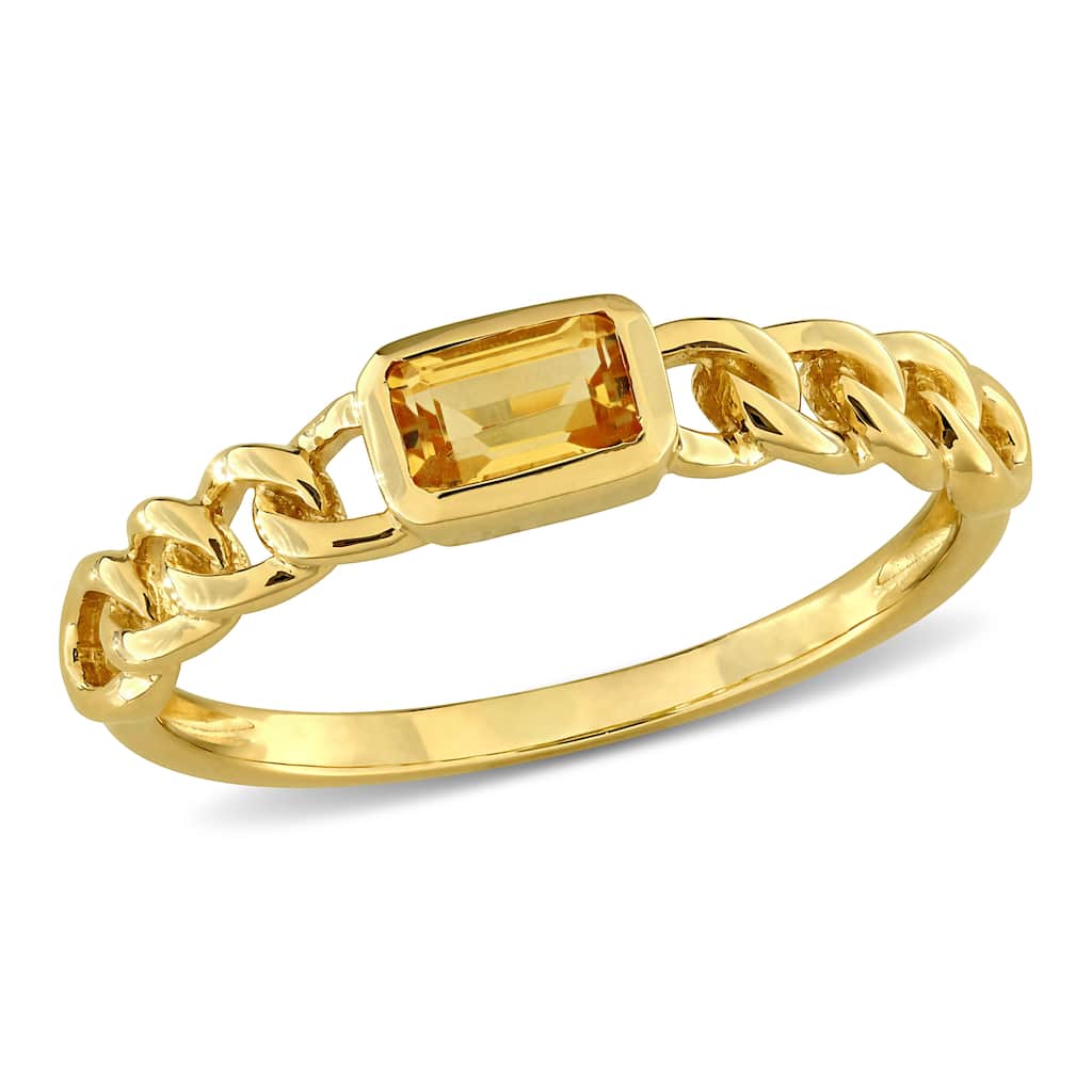 Miadora Octagon Gemstone Engagement Link Ring in 14k Yellow Gold