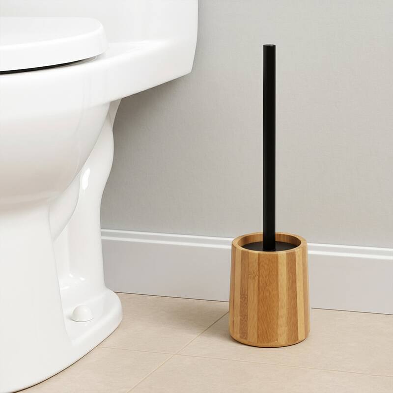 5-Piece Bathroom Accessory Set Bamboo Natural Decor - Toilet Brush and Holder Only