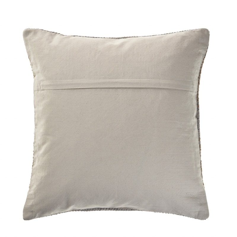 HomeRoots 20" X 20" Beige And Grayish Blue 100% Cotton Geometric Zippered Pillow