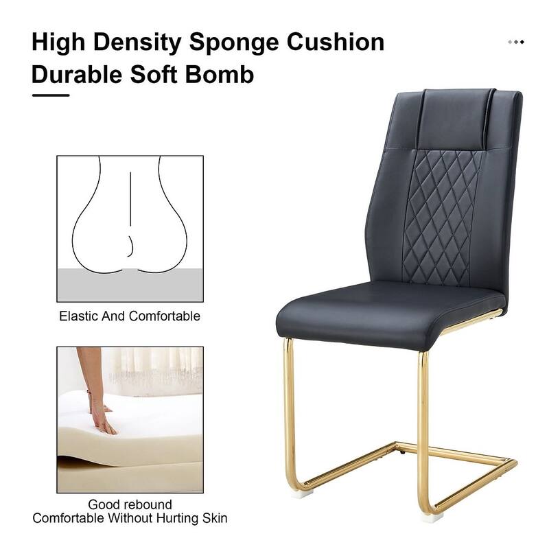 PU Leather Upholstered Dining Chair with Metal Feet