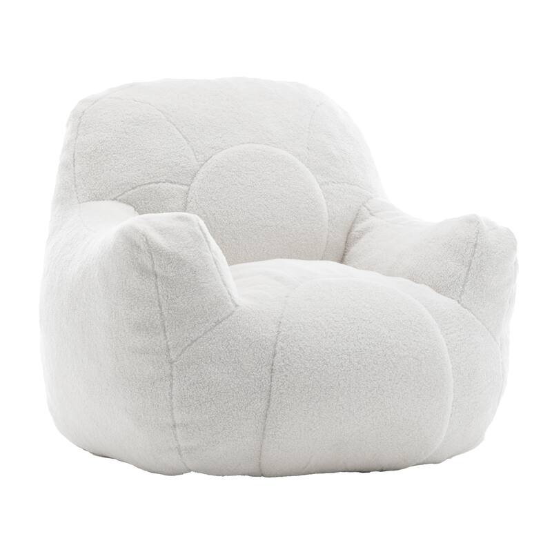 Teddy Tufted Bean Bag Chair with Memory Foam Filler, Lazy Sofa with Armrests, Adults Floor Sofa for Apartment Living Room