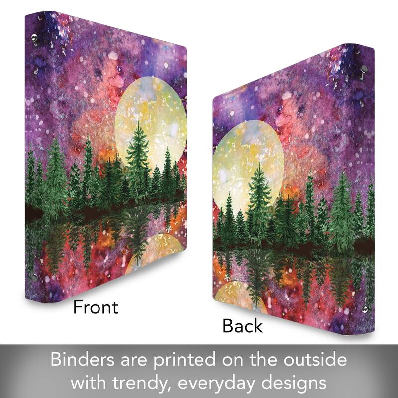 Rainbow Forest Decorative 3-Ring 1-inch Binder for School, Office, or Home Made in The USA Reusable & Easily Wipes Clean