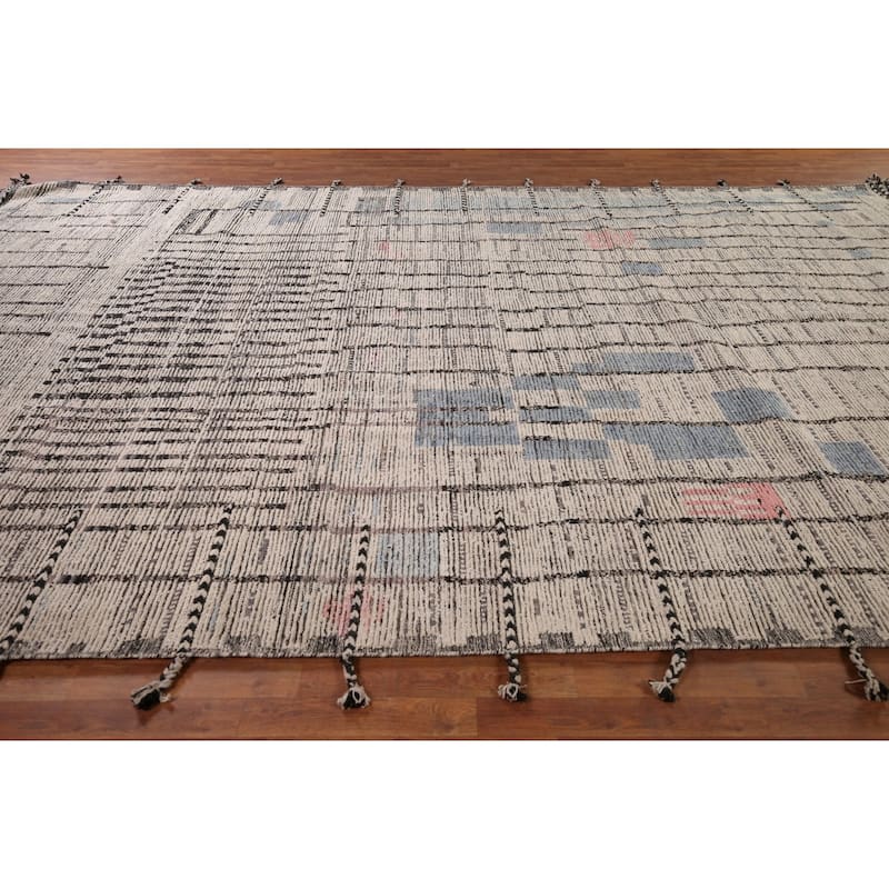 Earth Tone Moroccan Large Area Rug Handmade Oriental Wool Carpet - 9'9" x 15'2"