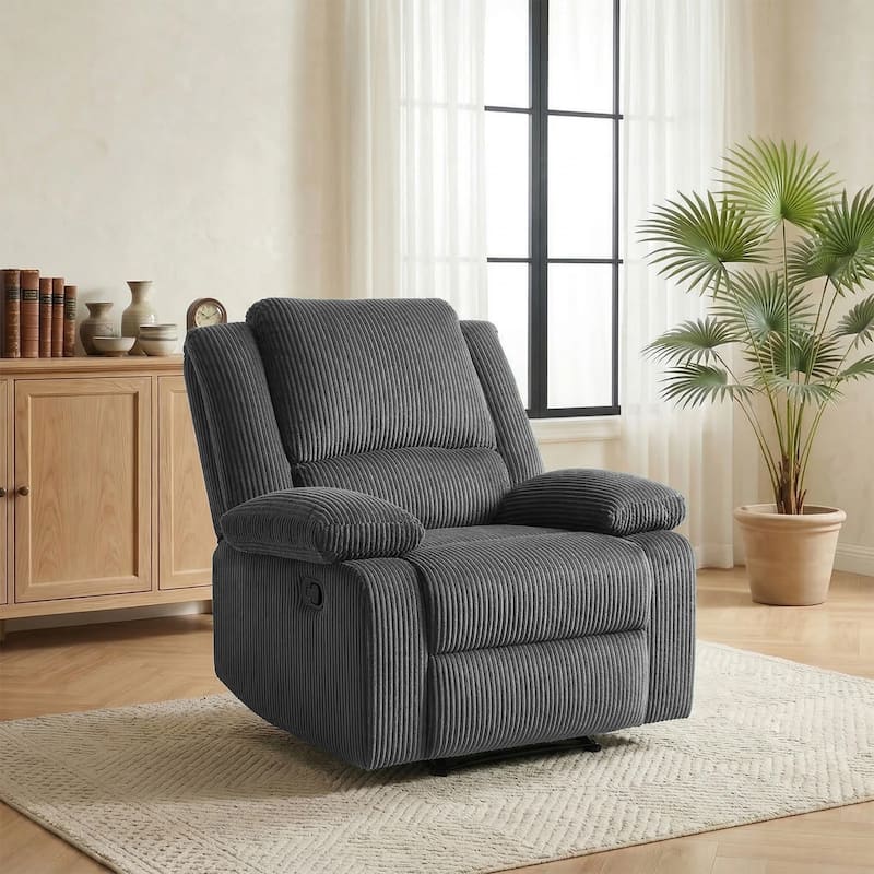 Corduroy Manual Recliner Chair with Footrest