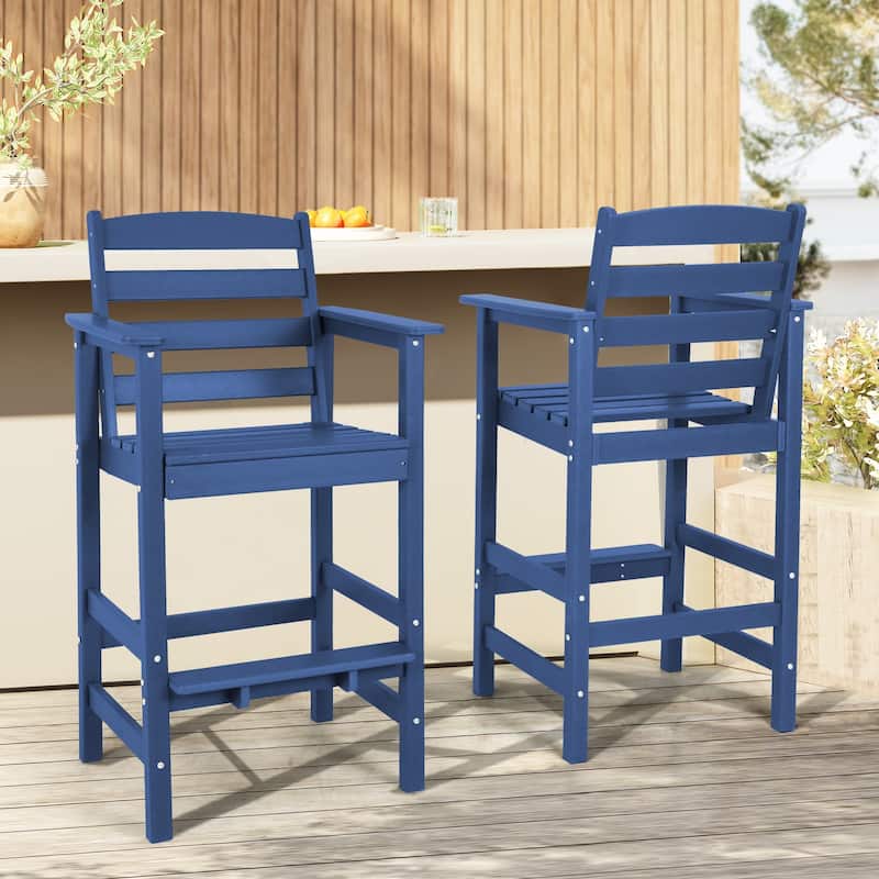 Vrakae Outdoor Adirondack Bar Stool Chairs (Set of 2) - Blue