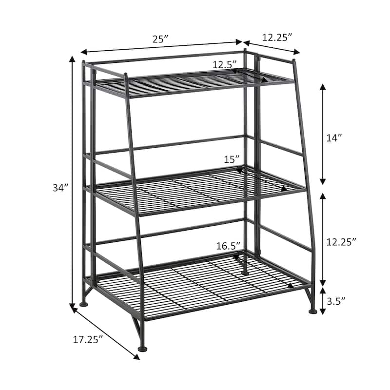 Convenience Concepts Xtra Storage 3 Tier Ladder Folding Metal Shelf