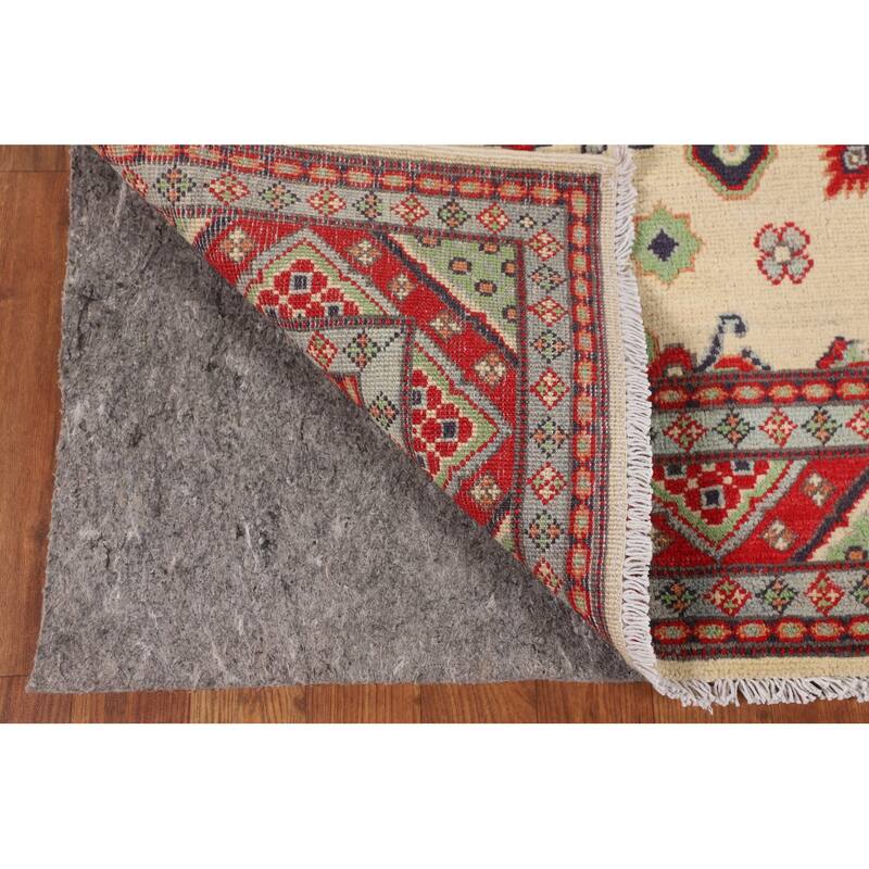 Beige Kazak Area Rug Handmade Oriental Wool Carpet - 4'9" x 6'7"