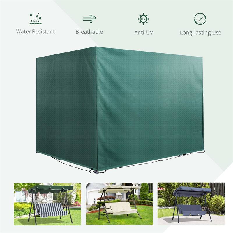 Dark Green Large Outdoor Swing Chair Cover with Waterproof PE Material and UV and Weather Resistant - 84.6" L x 61" W x 59.1" H