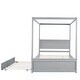 preview thumbnail 5 of 11, Full Size Wood Canopy Bed with Trundle Bed & Support Slats, No Box Spring Needed