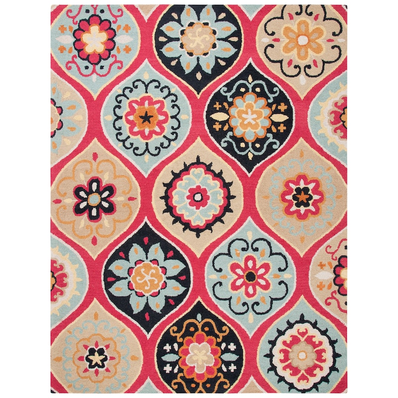SAFAVIEH Handmade Roslyn Sjannie Modern Floral Wool Rug - 3' x 5' - Blue/Multi