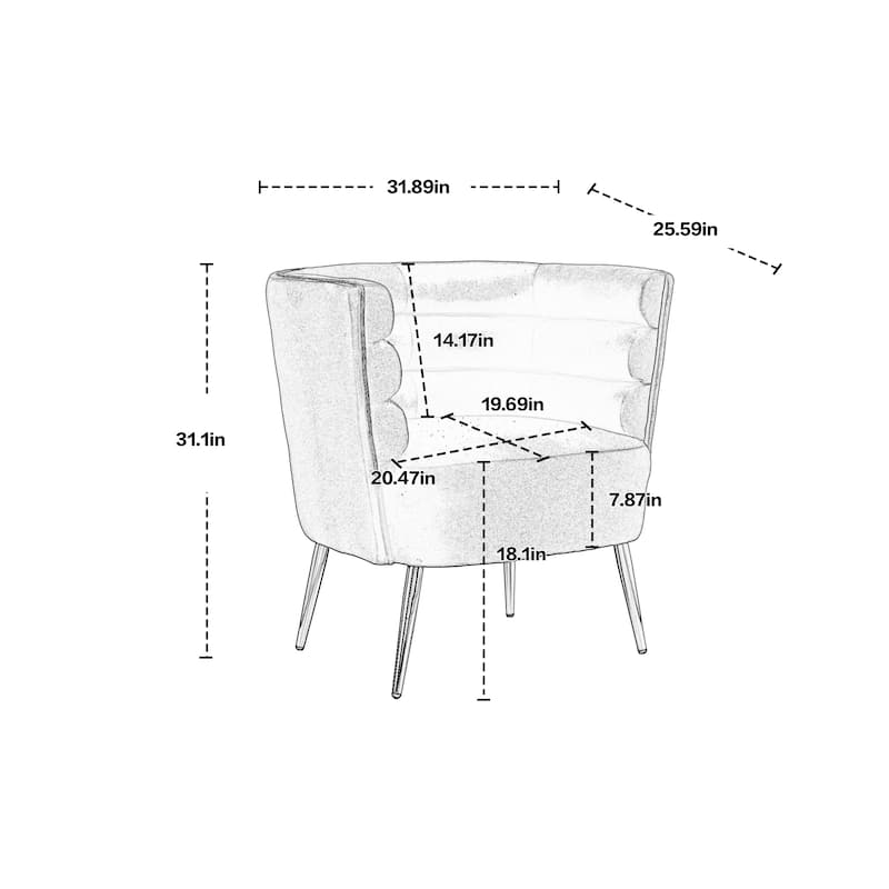 Accent Chair, Leisure Single Chair with Golden Feet (Grey)
