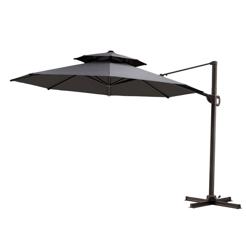 Crestlive Outdoor Luxury 11.5 Ft Patio Cantilever Umbrella with Tilting & Rotating Shading Area
