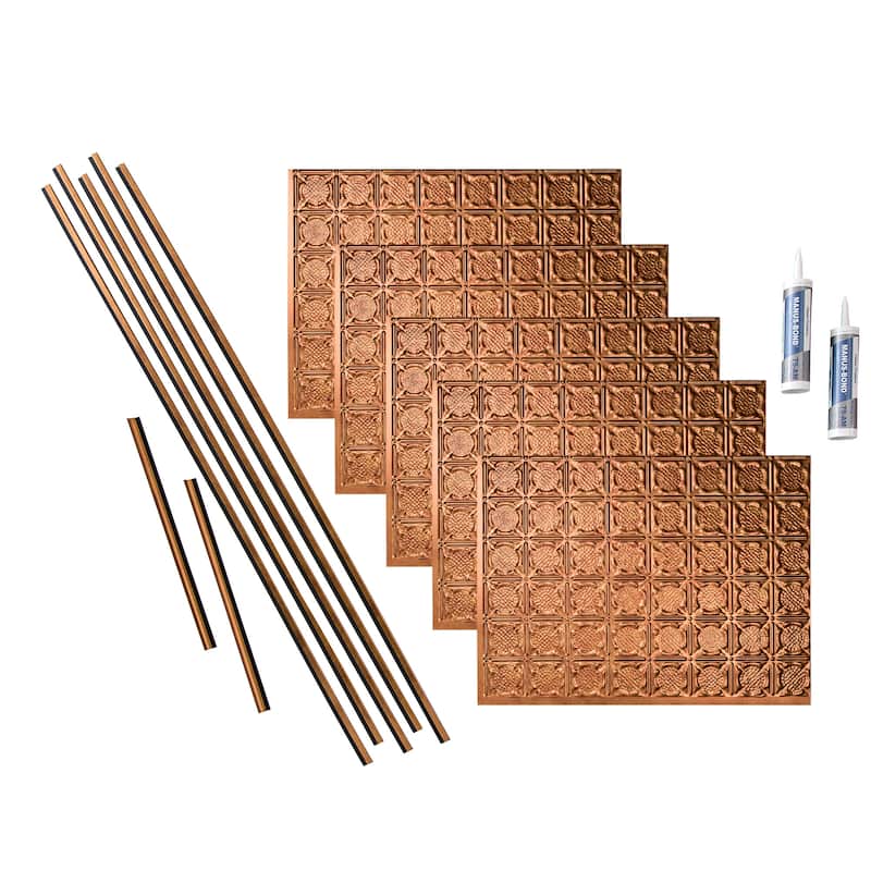 FASÄDE Traditional Style 6 Decorative Vinyl Backsplash Panel - 15 Sq Ft Kit - Antique Bronze