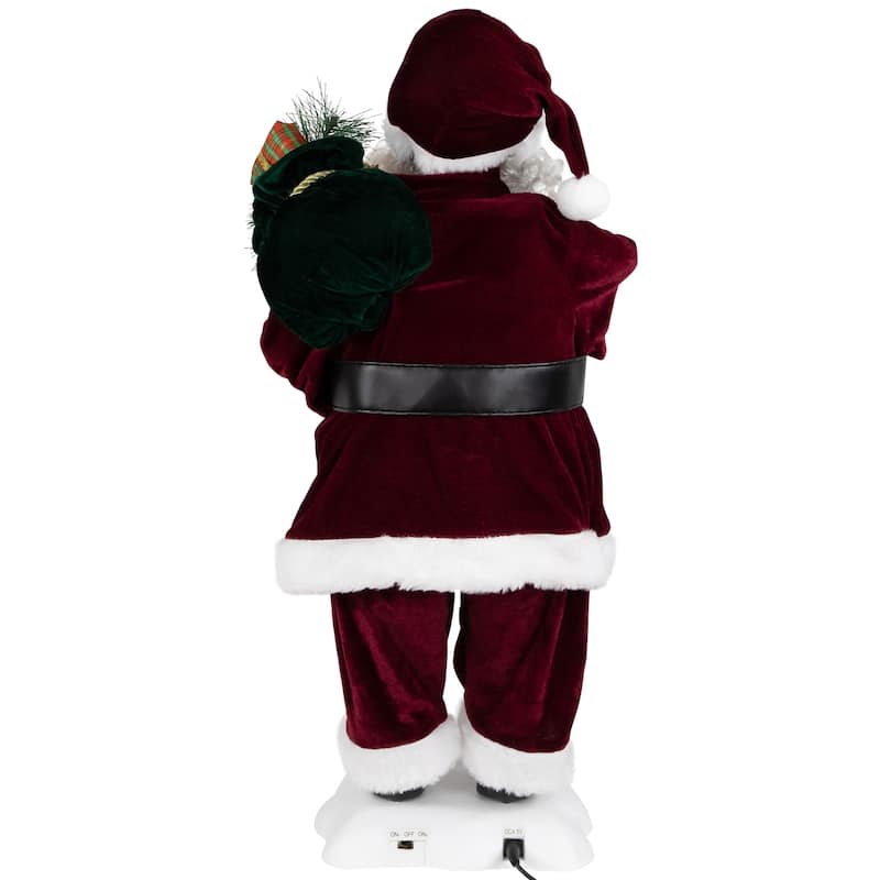 African American Animated Santa Claus with Lighted Candle and Music Christmas Figure - 24"