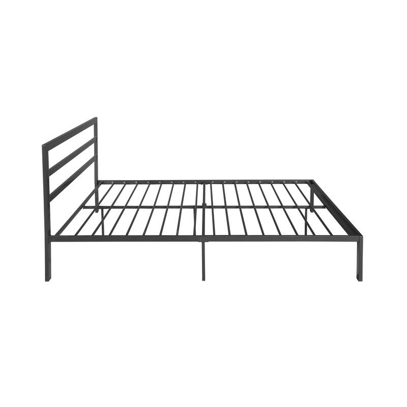 Queen Size Metal Bed Frame with Headboard, Sturdy Steel Structure, Easy Assembly, Under Bed Storage, No Box Spring Needed