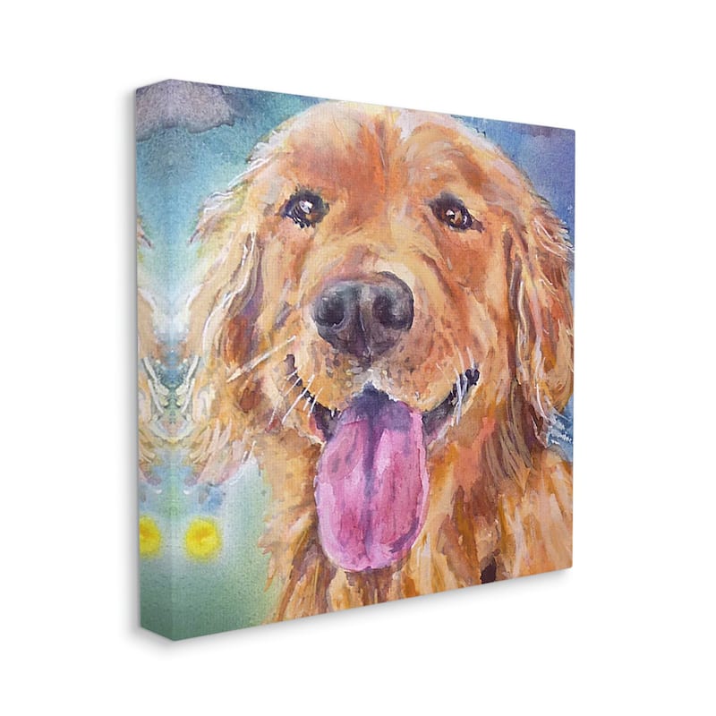 Stupell Happy Retriever Dog Face Canvas Wall Art Design by MB Cunningham