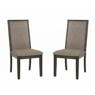 Dining Chair With Upholstered Cushion, Grey(Set of 2)