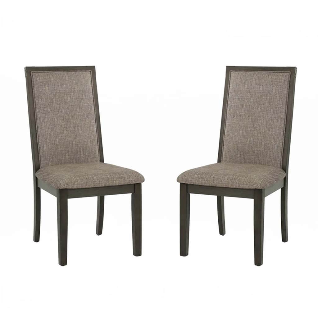 Dining Chair With Upholstered Cushion, Grey(Set of 2)
