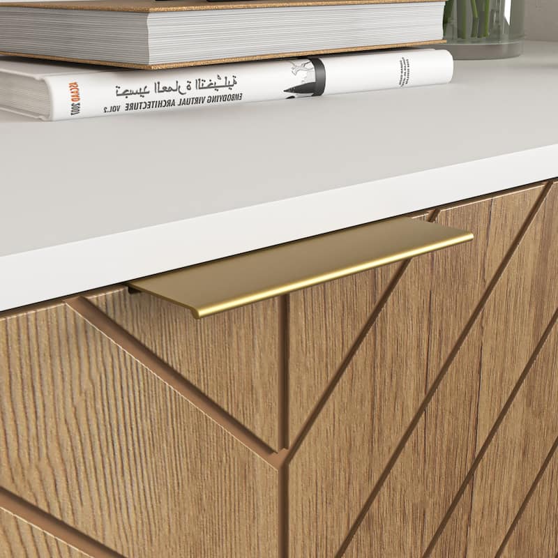 White and Gold Storage Cabinet with 2 Doors, Buffet Sideboard Cabinet, Kitchen Buffet Cabinet with Storage Sideboard Buffet