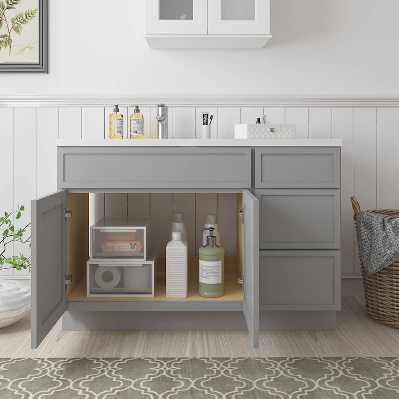 Vanity Art 48" Birch Freestanding Bathroom Vanity Cabinet without Top