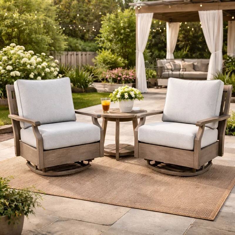 Inaya Outdoor Swivel Glider Chair with Cushion, Brown Coated Metal