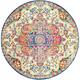 Hal Vintage Boho Traditional Pink Medallion Area Rug - 6'7" Round - Pink/Blue