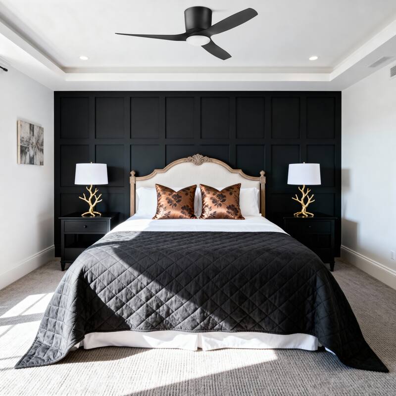 52" Honeywell Lynton Matte Black Damp-Rated Hugger Ceiling Fan with LED Light and Remote - Matte Black