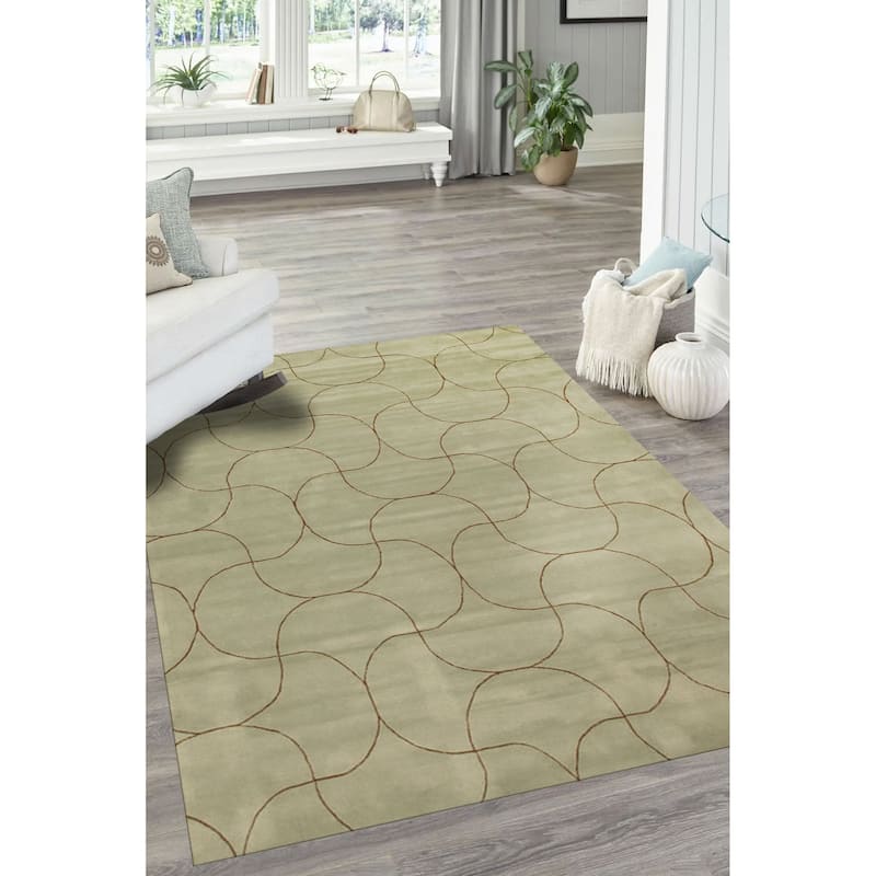 Green Transitional Floral Sol Area Rug - Elegance and Timeless Beauty - 5' x 8' - 5' x 8' - Green