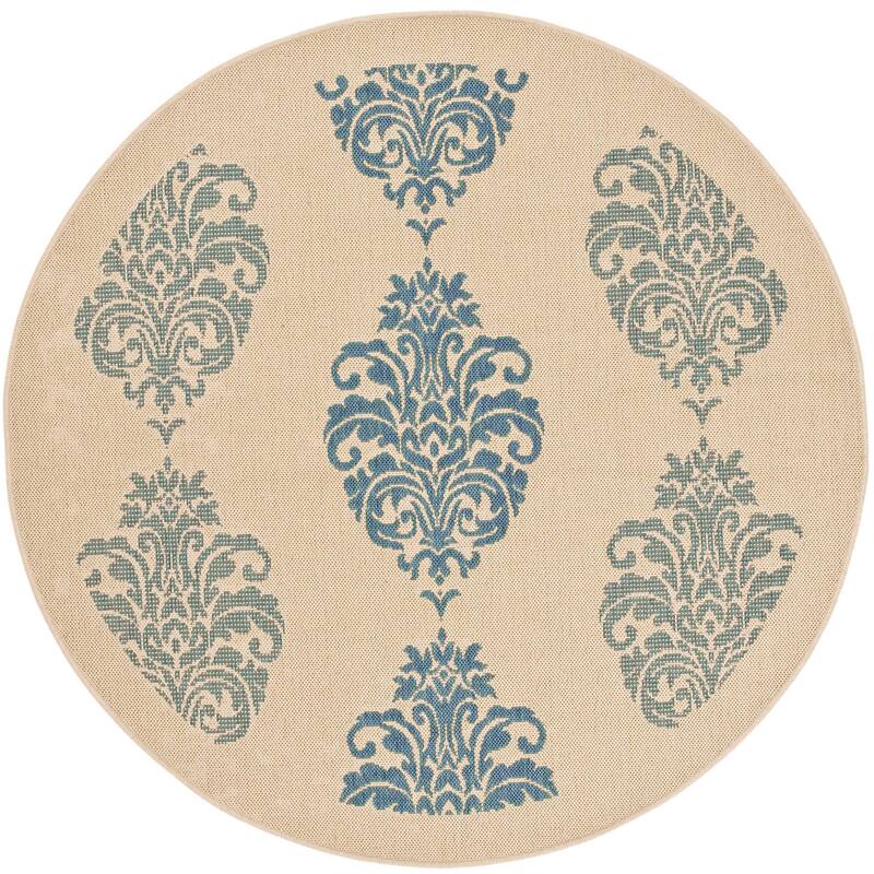 SAFAVIEH Courtyard Pauley Damask Indoor/ Outdoor Waterproof Patio Backyard Rug