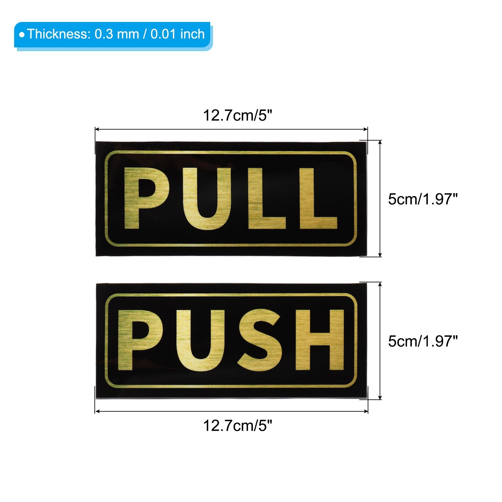 1Set Push Pull Door Sign 2x5 Adhesive Horizontal Pull Push Sticker