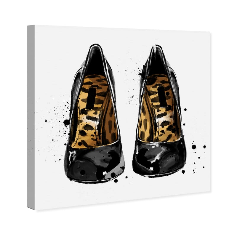 Wynwood Studio Canvas Fashion and Glam Wild Heels Black and Metallic Gold Glam Wall Art Canvas Print
